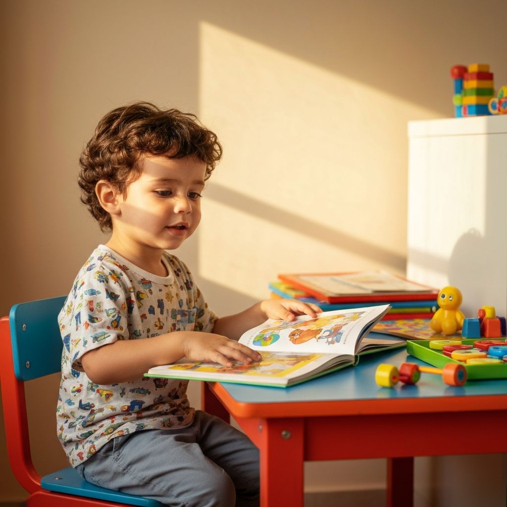 Criança feliz lendo com o método de Grafismo Fonético